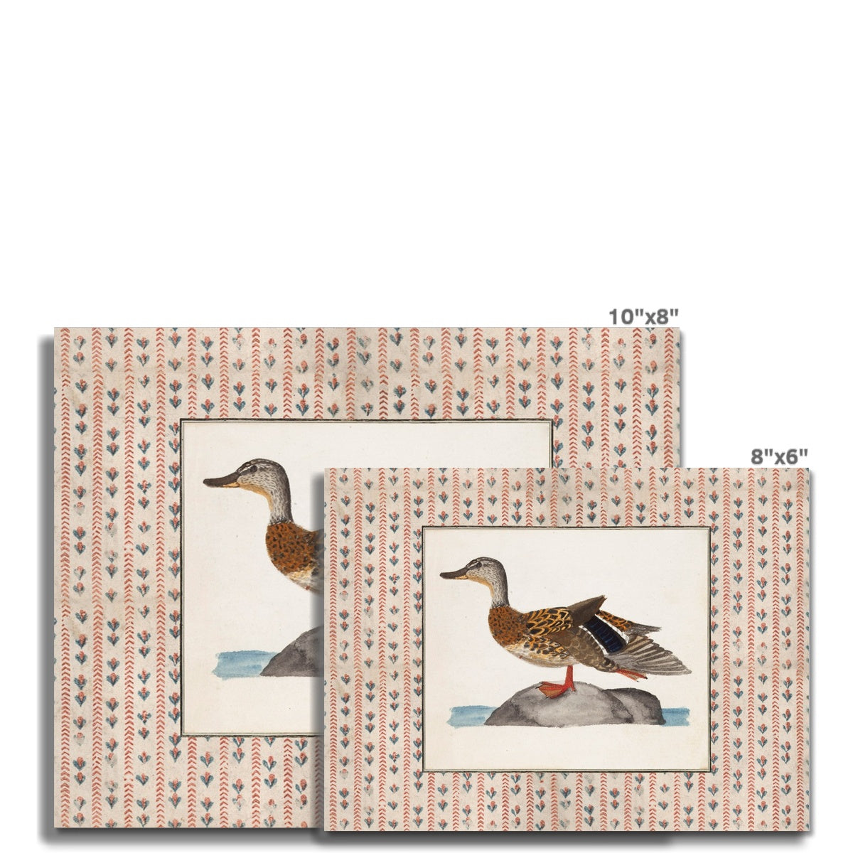 Vintage-style art prints featuring ducks, geese, swans, framed in classic gold or wood frames, perfect for traditional or country-themed vintage nursery, or any room in the home.