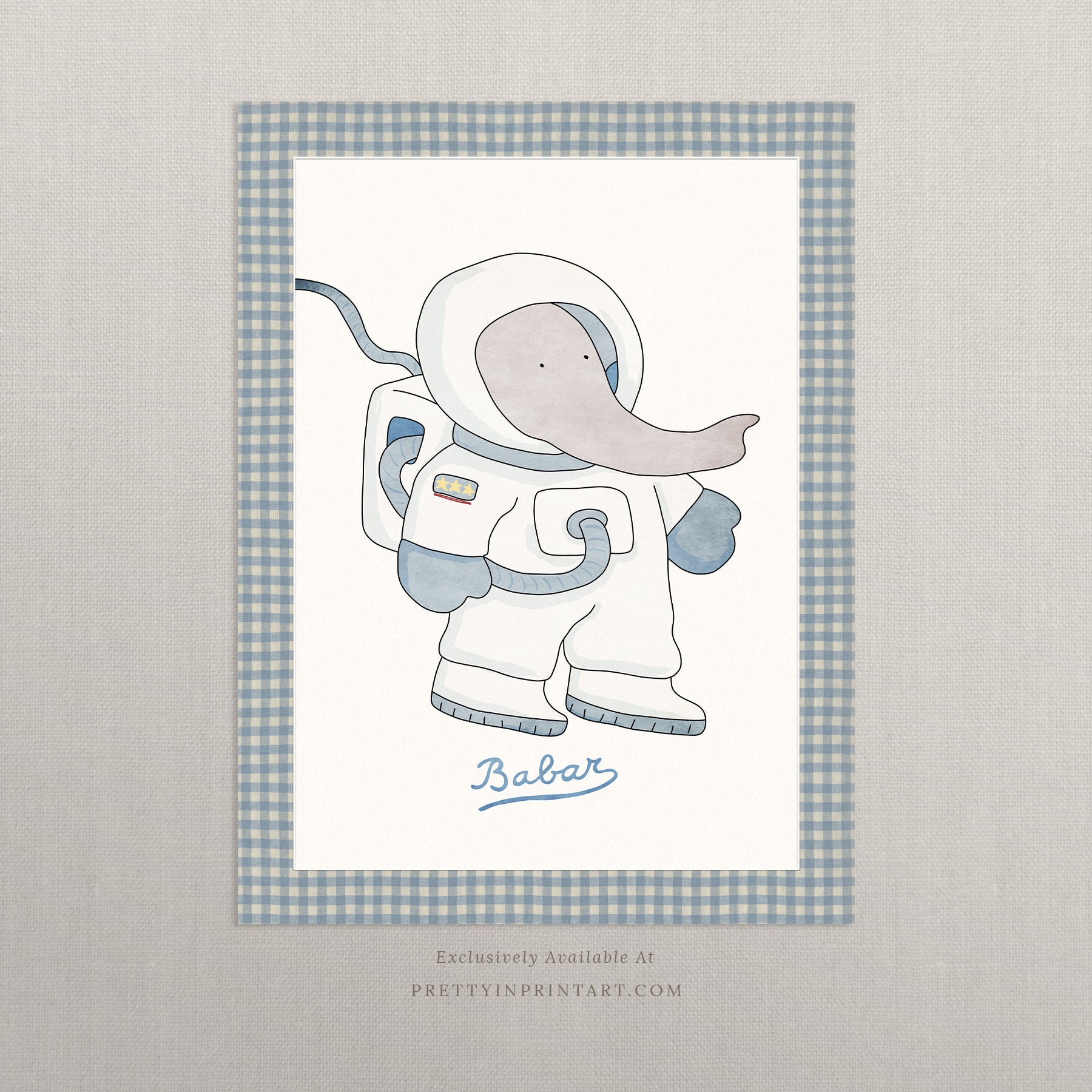 Babar Nursery Art - Babar the Elephant nursery wall art print, Vintage Babar nursery decor for baby’s room, Classic Babar prints for children’s bedrooms