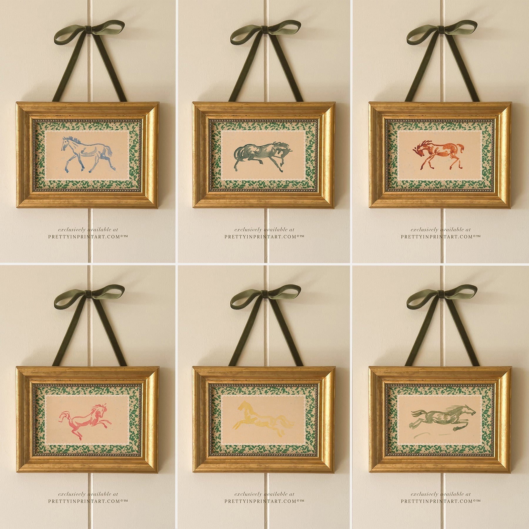 Framed Horse Nursery Art |  Gold Frame (GLD-46000)