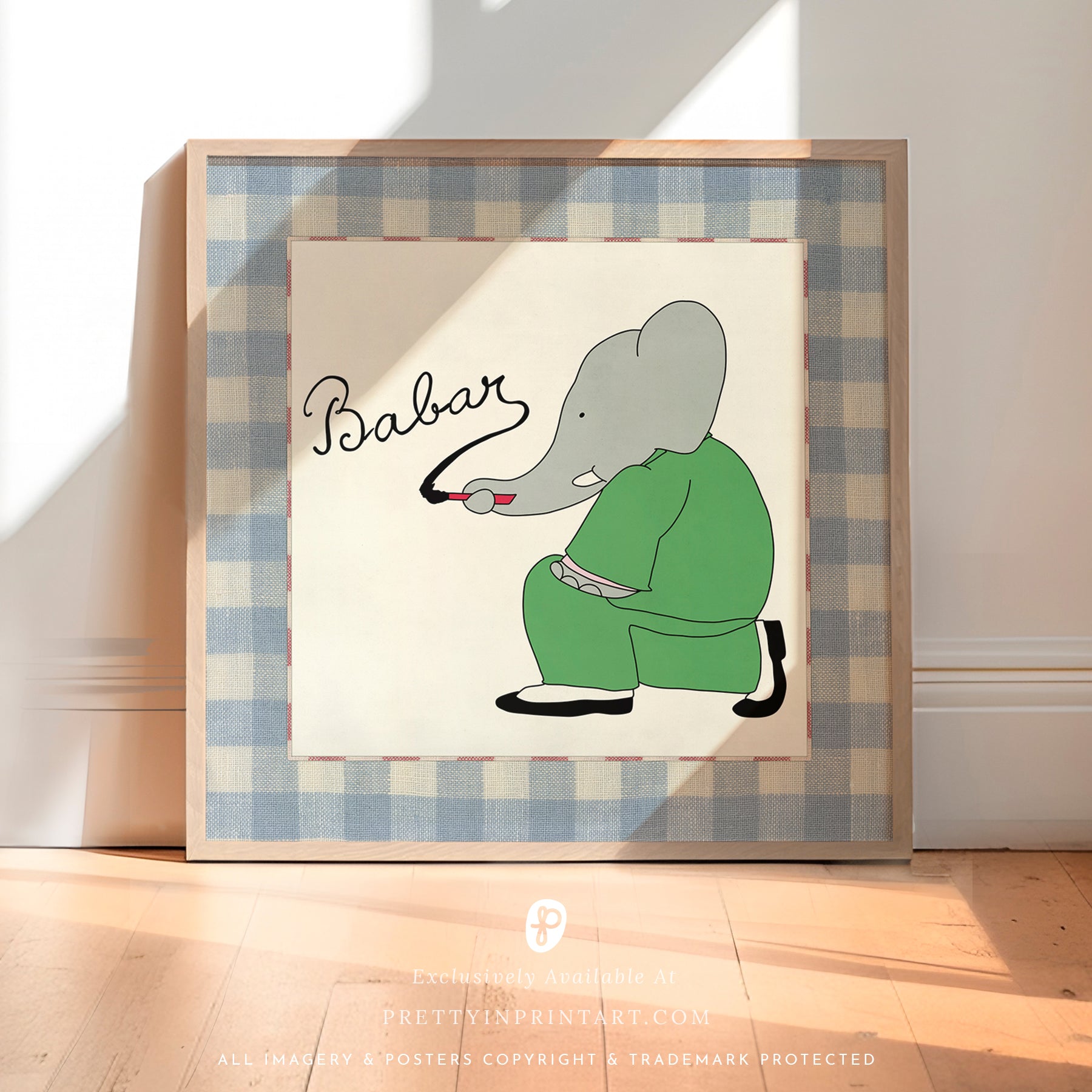Babar Nursery Art - Babar the Elephant nursery wall art print, Vintage Babar nursery decor for baby’s room, Classic Babar prints for children’s bedrooms