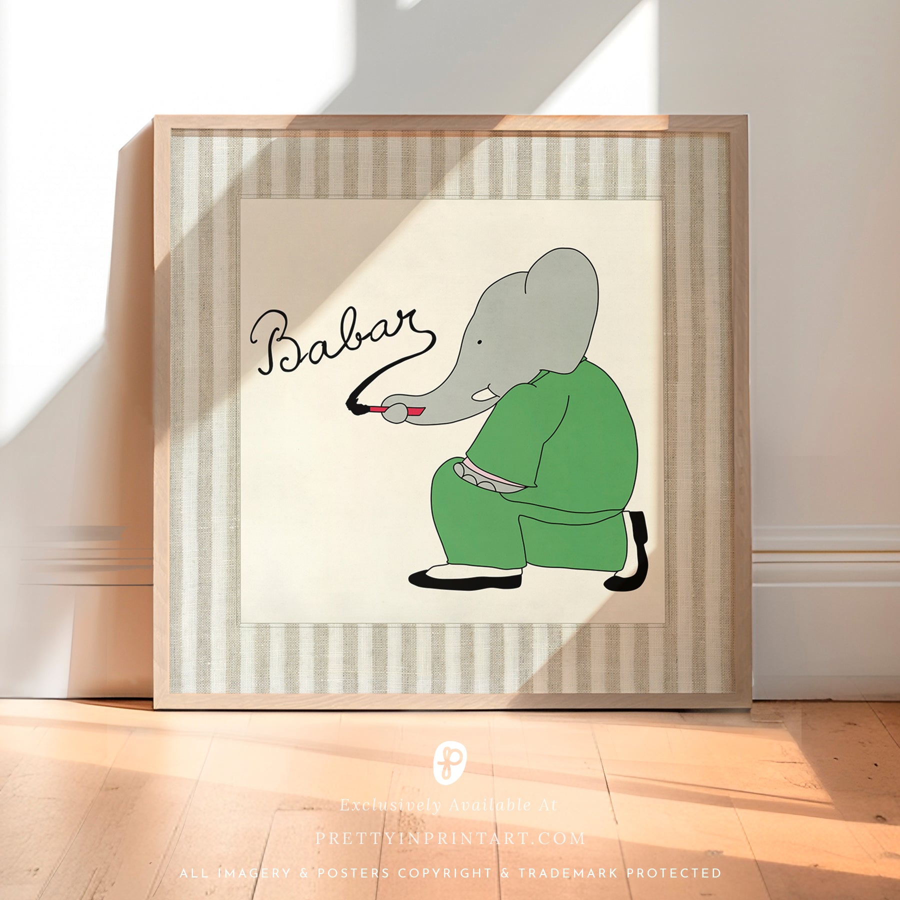 Babar Nursery Art - Babar the Elephant nursery wall art print, Vintage Babar nursery decor for baby’s room, Classic Babar prints for children’s bedrooms