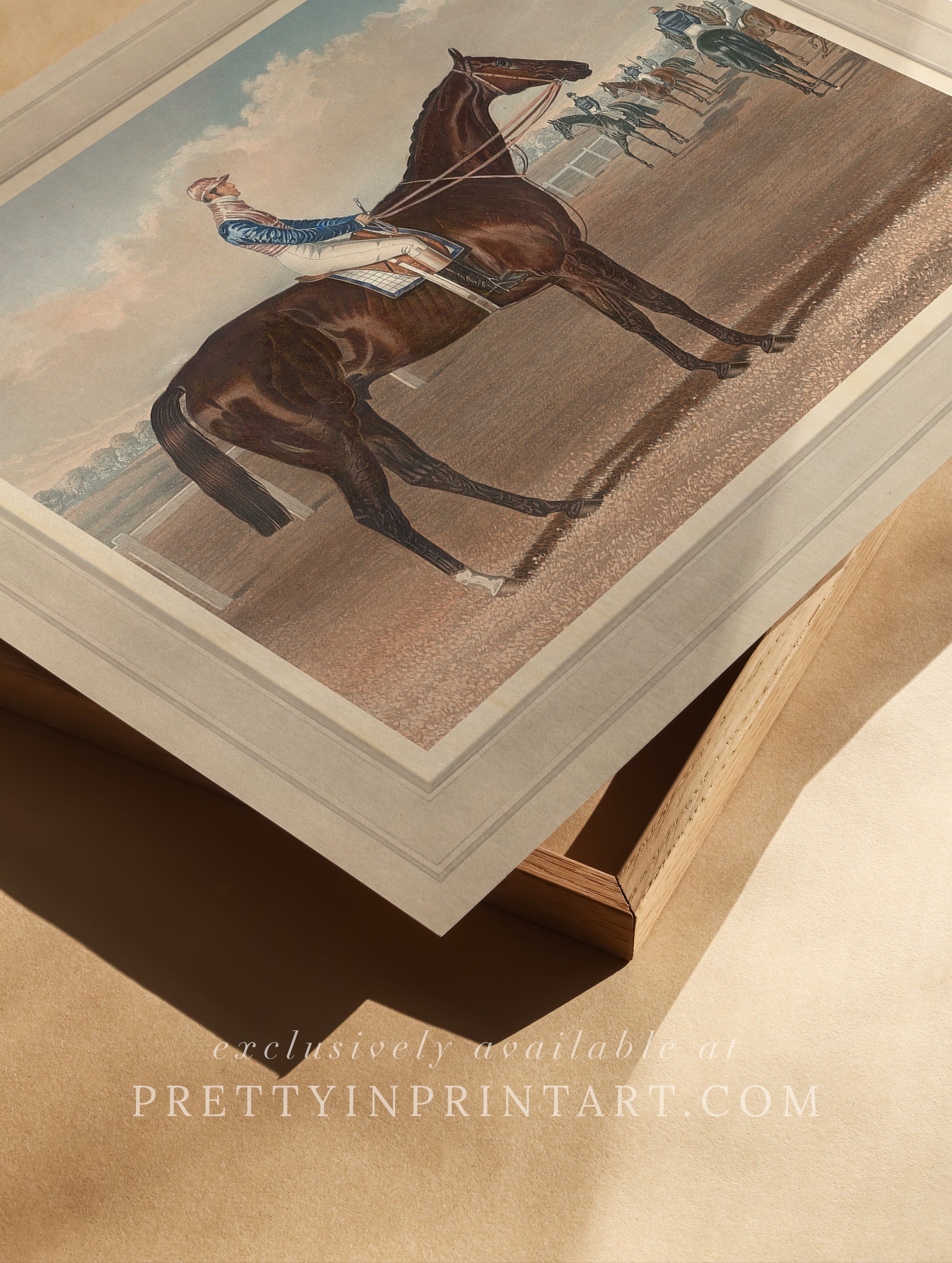 unframed-vintage-horse-racing-scene-print-antique-sporting-art-dark-academia-equestrian-wall-decor-thoroughbred-print-classic-study-gallery-style