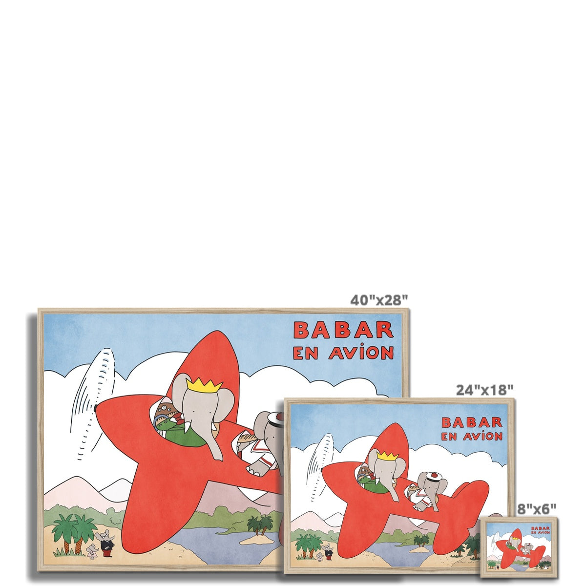 Babar Nursery Art - Babar the Elephant nursery wall art print, Vintage Babar nursery decor for baby’s room, Classic Babar prints for children’s bedrooms