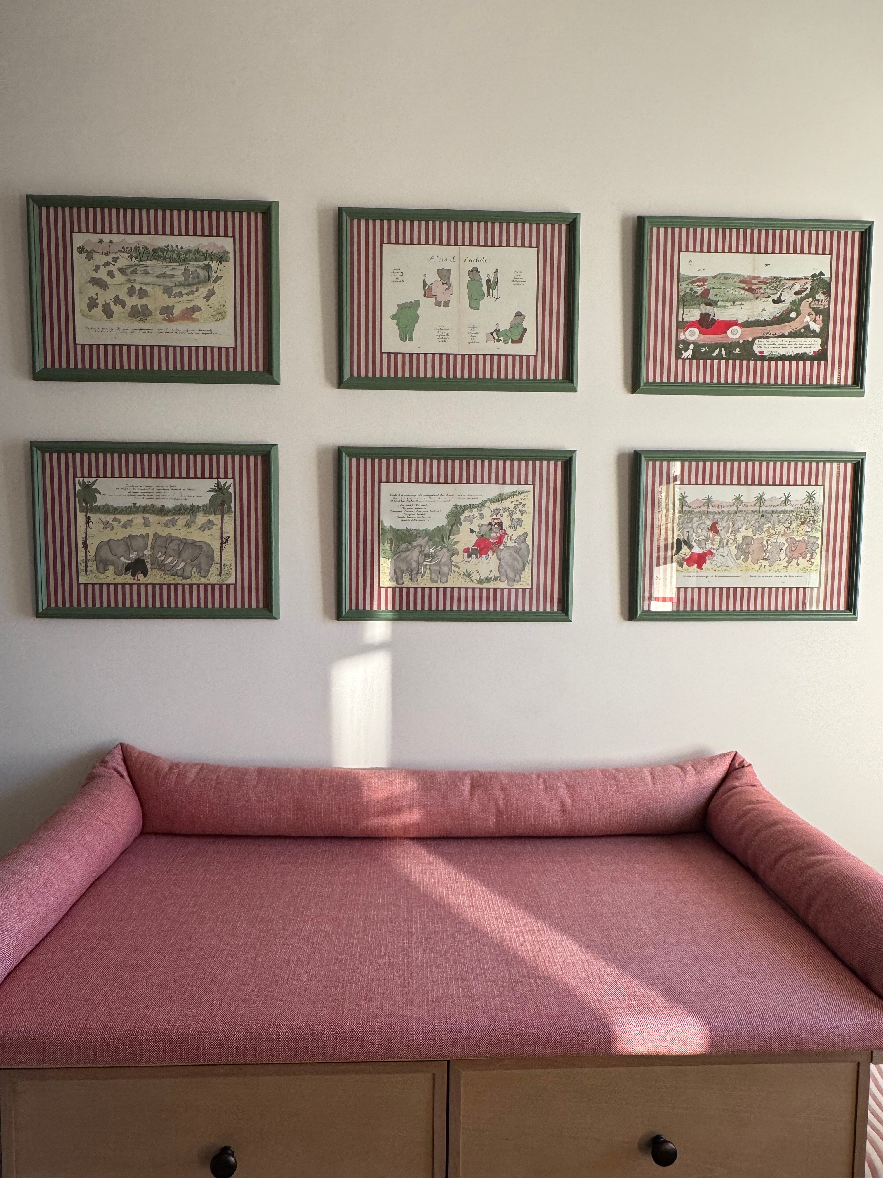 Babar Nursery Art - Babar the Elephant nursery wall art print, Vintage Babar nursery decor for baby’s room, Classic Babar prints for children’s bedrooms