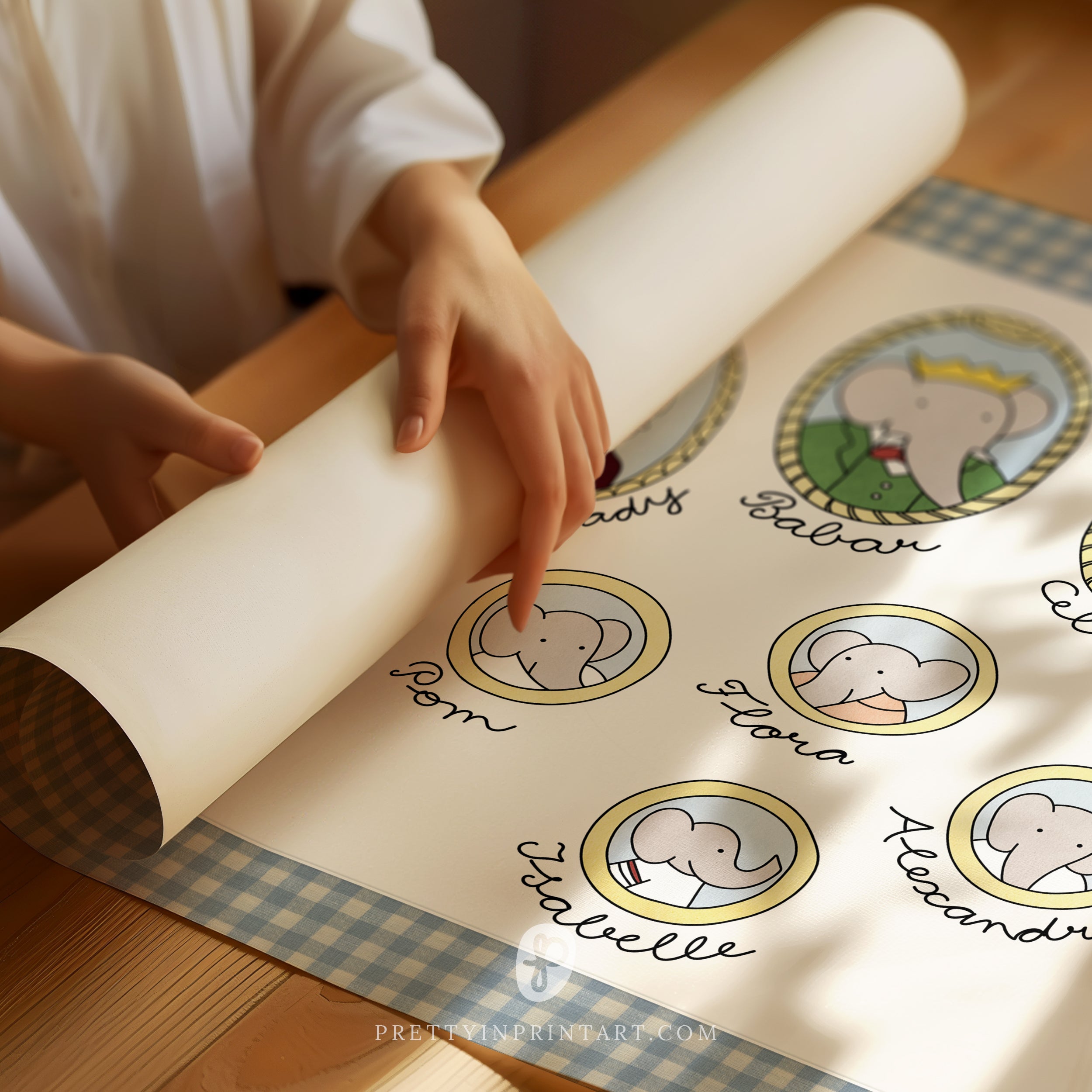 Babar Nursery Art - Babar the Elephant nursery wall art print, Vintage Babar nursery decor for baby’s room, Classic Babar prints for children’s bedrooms