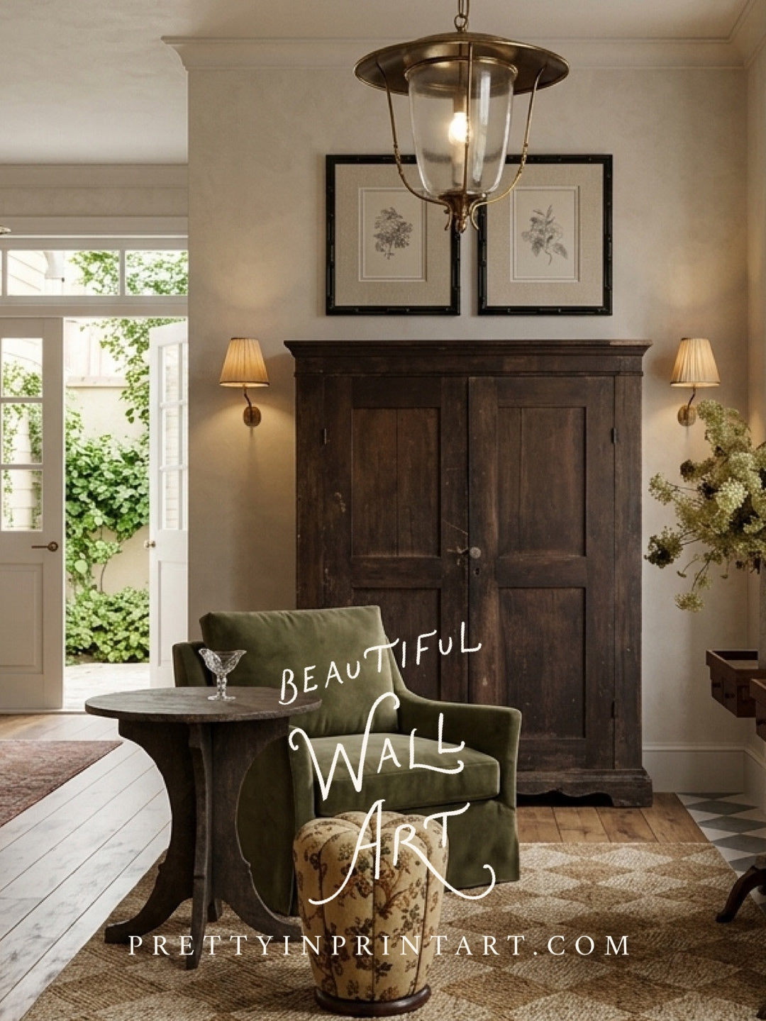 Framed & Mounted Vintage Flower Art 002 | 269