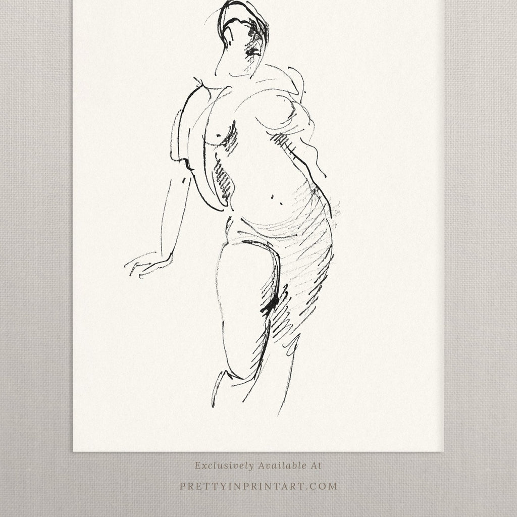 Nude Line Drawing Art 00528 | Unframed