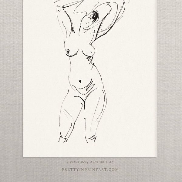 Nude Line Drawing Art 00529 |  Unframed