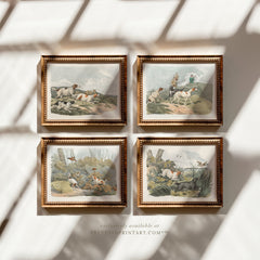 Vintage Hunting Dog Art Prints | Gold Frame (0160)