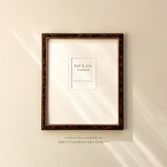 Tortoiseshell-Style Wood Picture Frame with Mount Board – Custom Made-to-Order Frame for Photos & Art (BRN-TOR-2124, Mount 001)