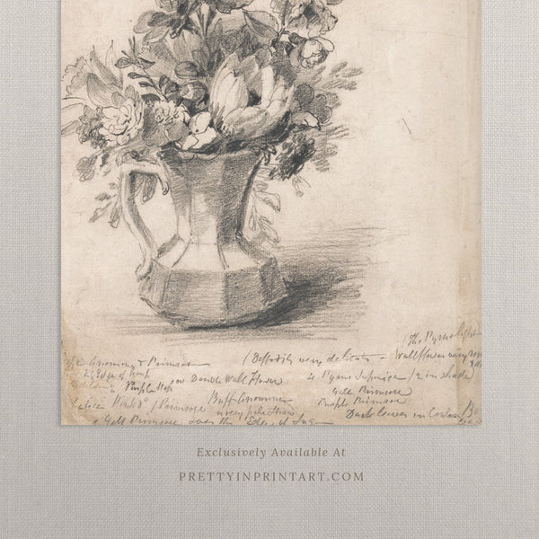 Vintage Flower Sketch Art 00533 |  Unframed