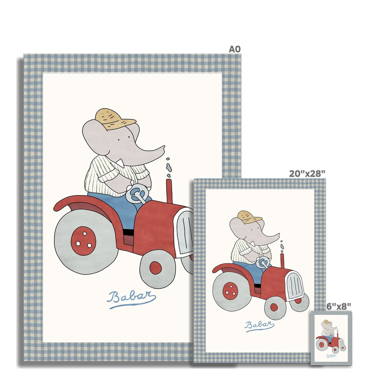Babar Nursery Art - Babar the Elephant nursery wall art print, Vintage Babar nursery decor for baby’s room, Classic Babar prints for children’s bedrooms