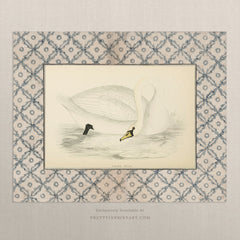 Vintage Swan Nursery Art Print – Antique Storybook Style Wall Art, Unframed (002)