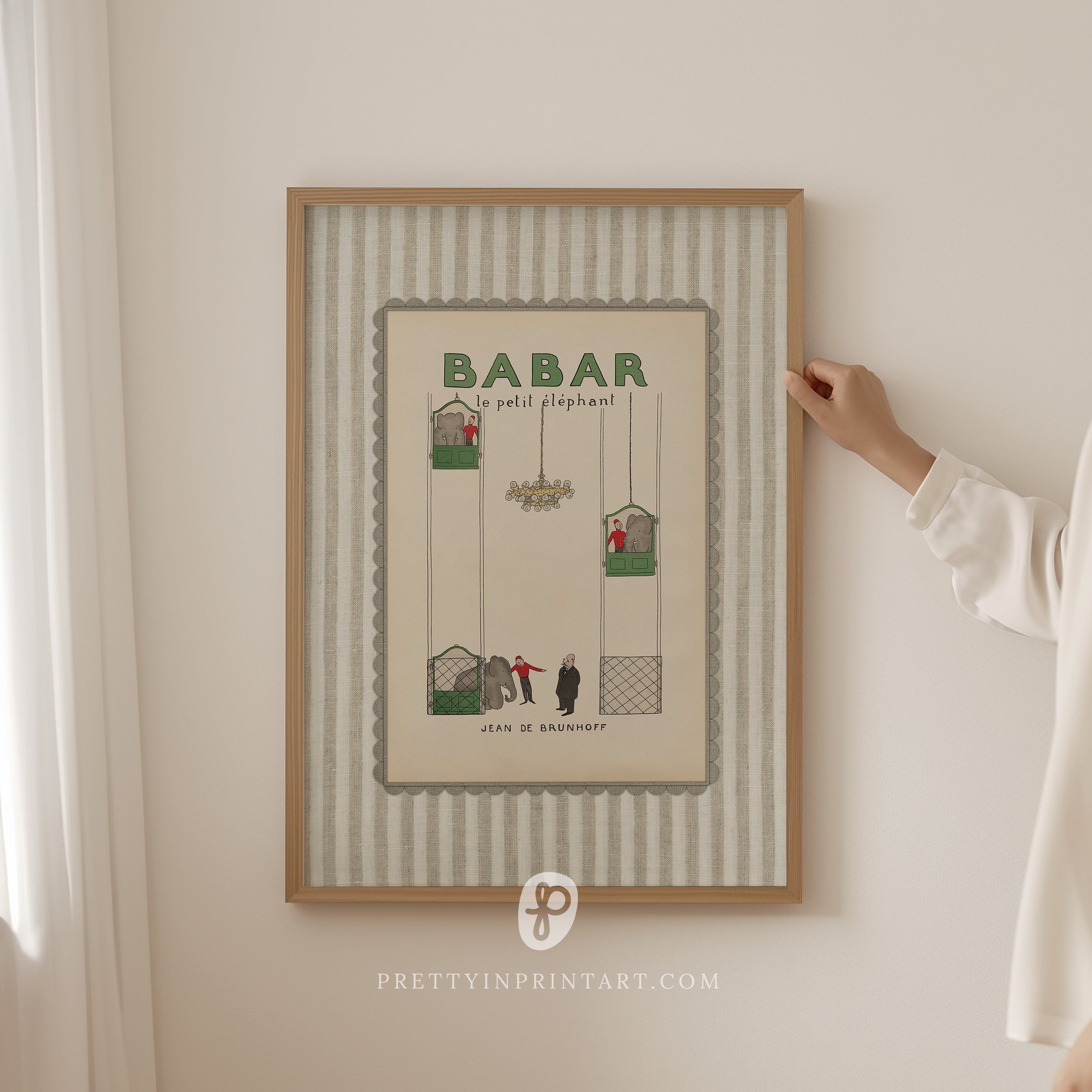 Babar Nursery Art Print - Beige Stripe 011 |  Unframed