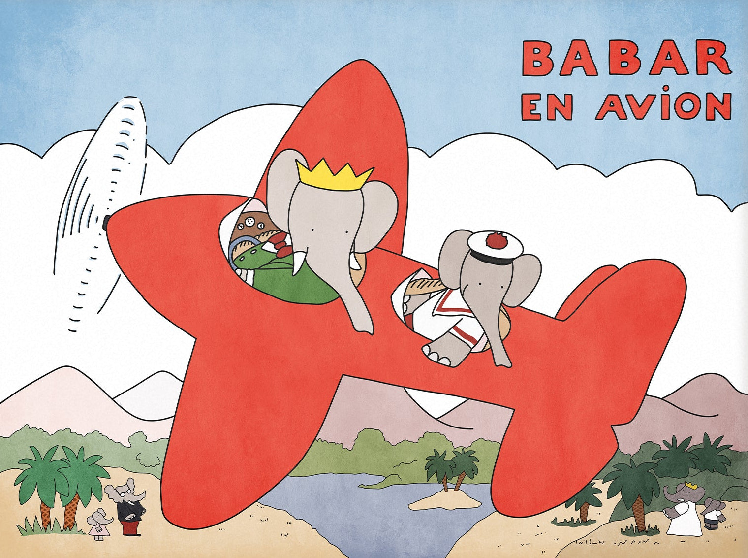 Babar Nursery Art - Babar the Elephant nursery wall art print, Vintage Babar nursery decor for baby’s room, Classic Babar prints for children’s bedrooms