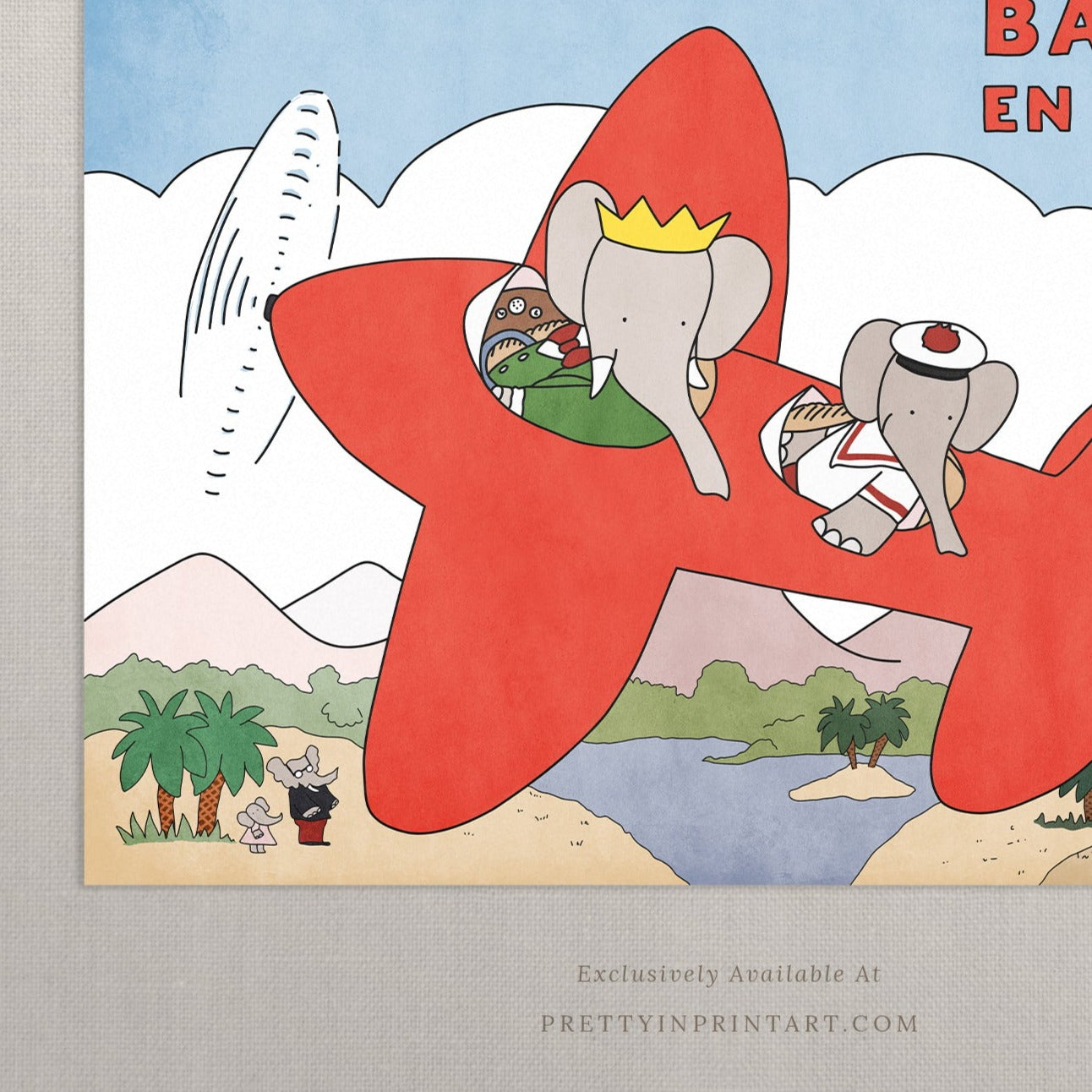 Babar Nursery Art - Babar the Elephant nursery wall art print, Vintage Babar nursery decor for baby’s room, Classic Babar prints for children’s bedrooms