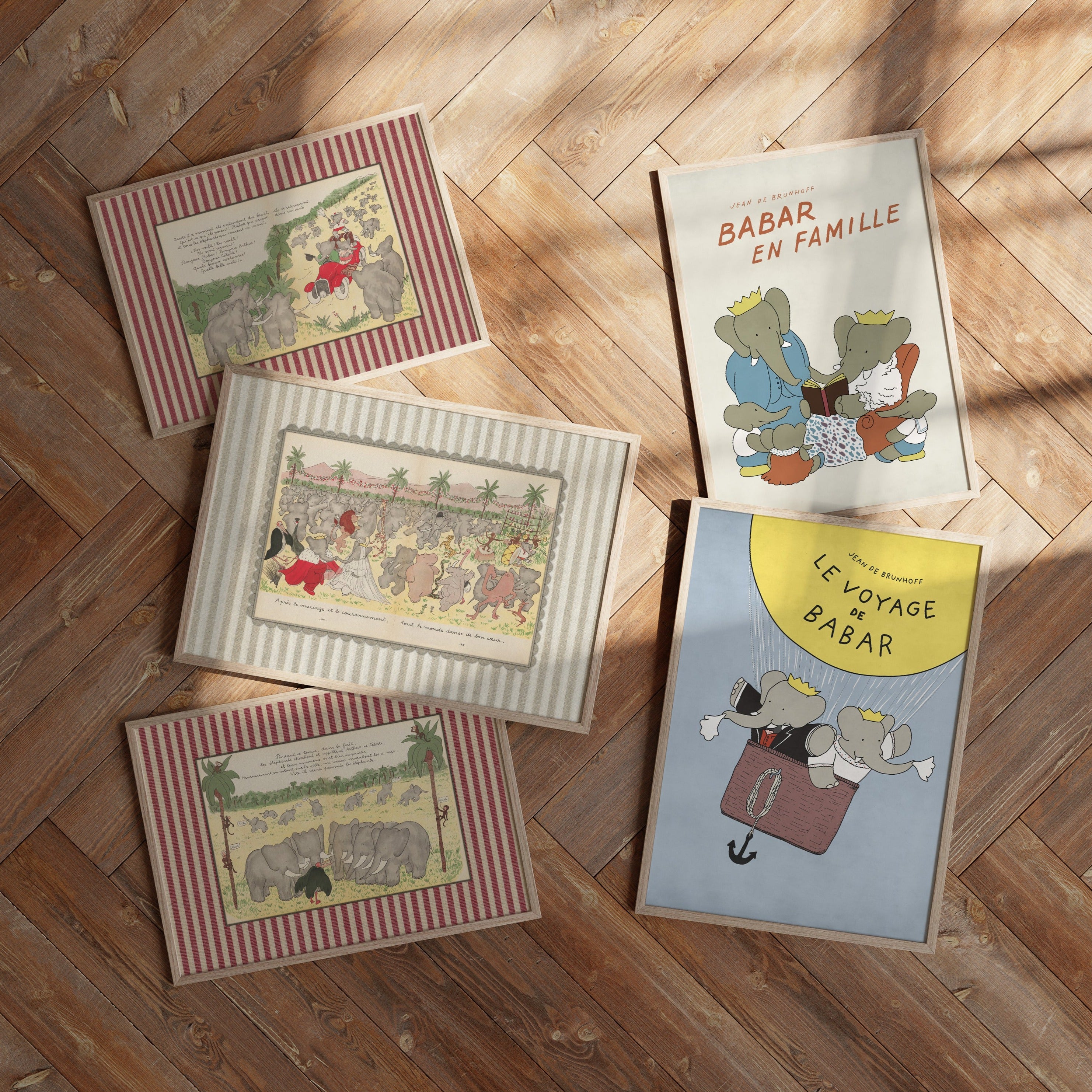 Babar Nursery Art - Babar the Elephant nursery wall art print, Vintage Babar nursery decor for baby’s room, Classic Babar prints for children’s bedrooms