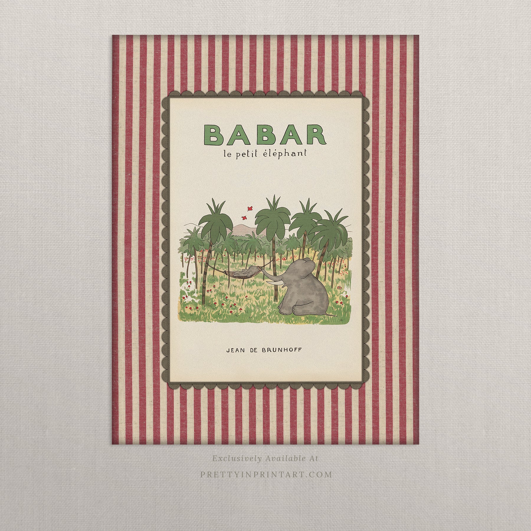 Babar Nursery Art - Babar the Elephant nursery wall art print, Vintage Babar nursery decor for baby’s room, Classic Babar prints for children’s bedrooms