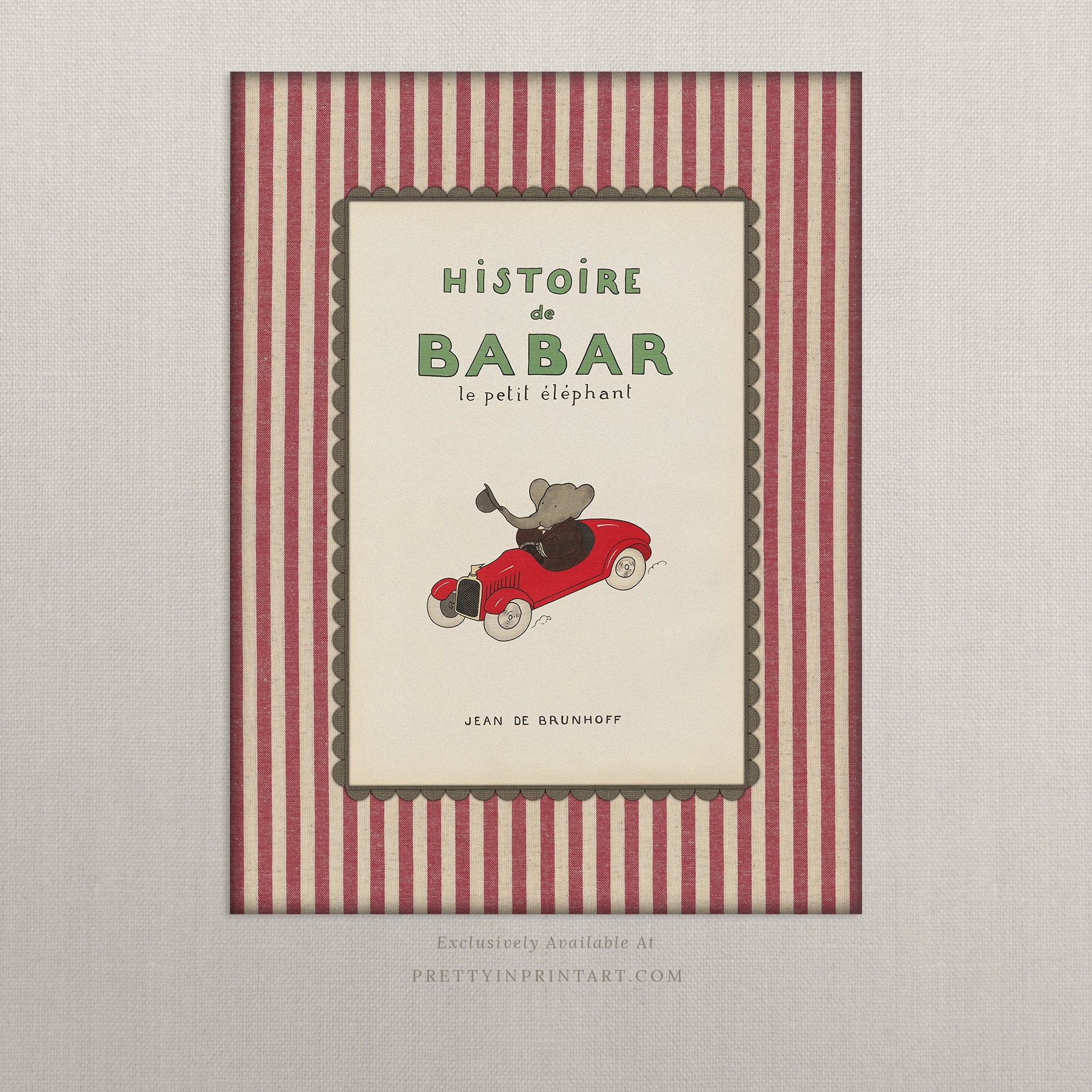 Babar Nursery Art - Babar the Elephant nursery wall art print, Vintage Babar nursery decor for baby’s room, Classic Babar prints for children’s bedrooms