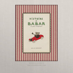 Babar the Elephant Nursery Art Print – Vintage Storybook Wall Art for Baby & Kids Room, Unframed (008)