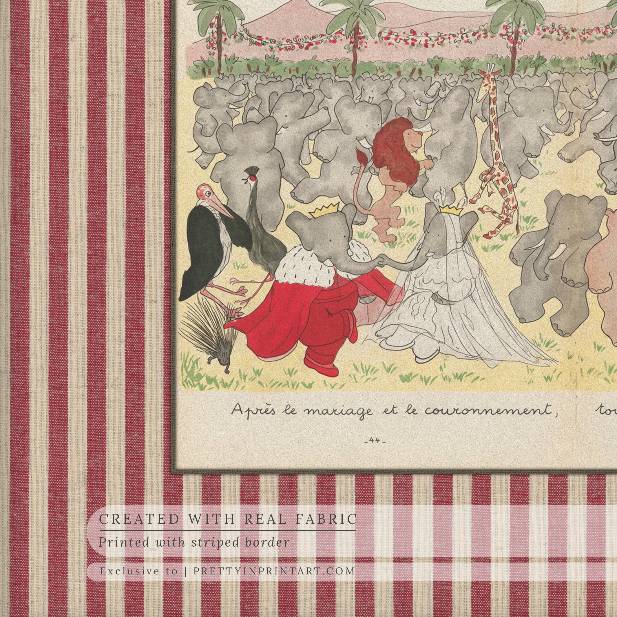 Babar Nursery Art - Babar the Elephant nursery wall art print, Vintage Babar nursery decor for baby’s room, Classic Babar prints for children’s bedrooms