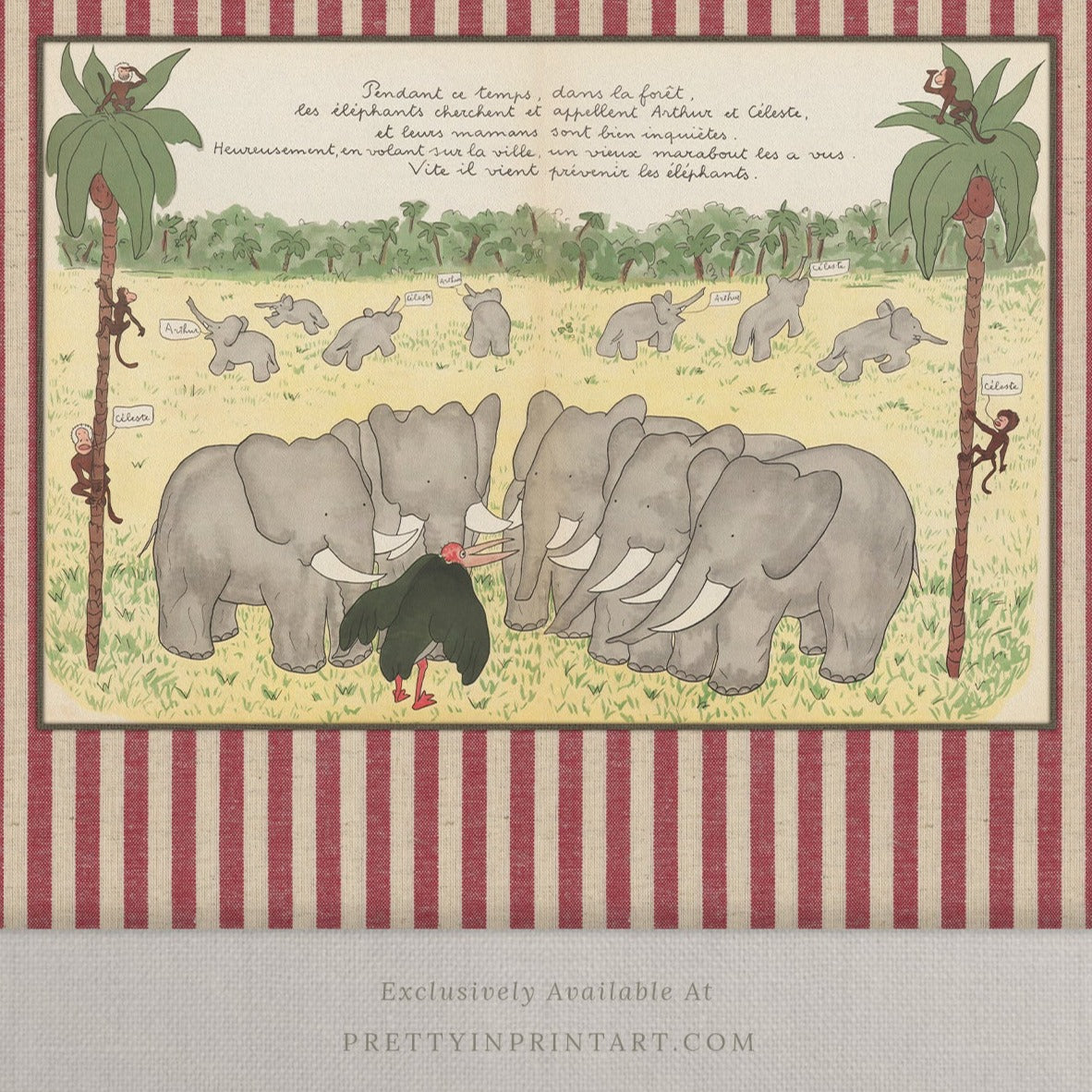 Babar Nursery Art - Babar the Elephant nursery wall art print, Vintage Babar nursery decor for baby’s room, Classic Babar prints for children’s bedrooms