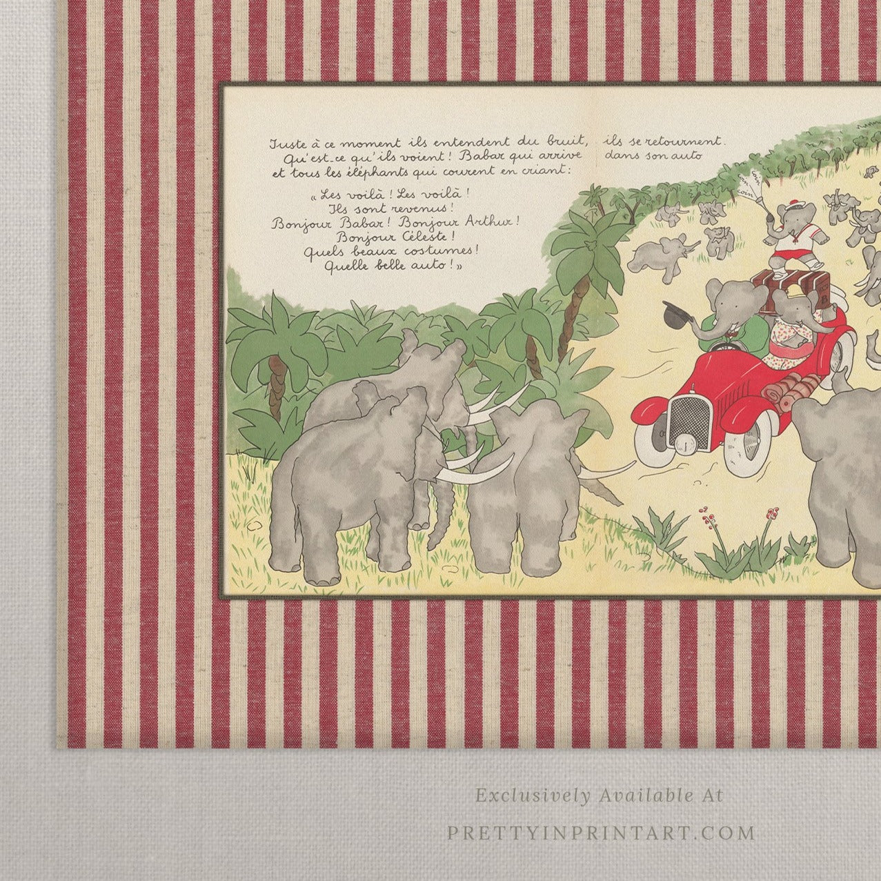 Babar Nursery Art - Babar the Elephant nursery wall art print, Vintage Babar nursery decor for baby’s room, Classic Babar prints for children’s bedrooms