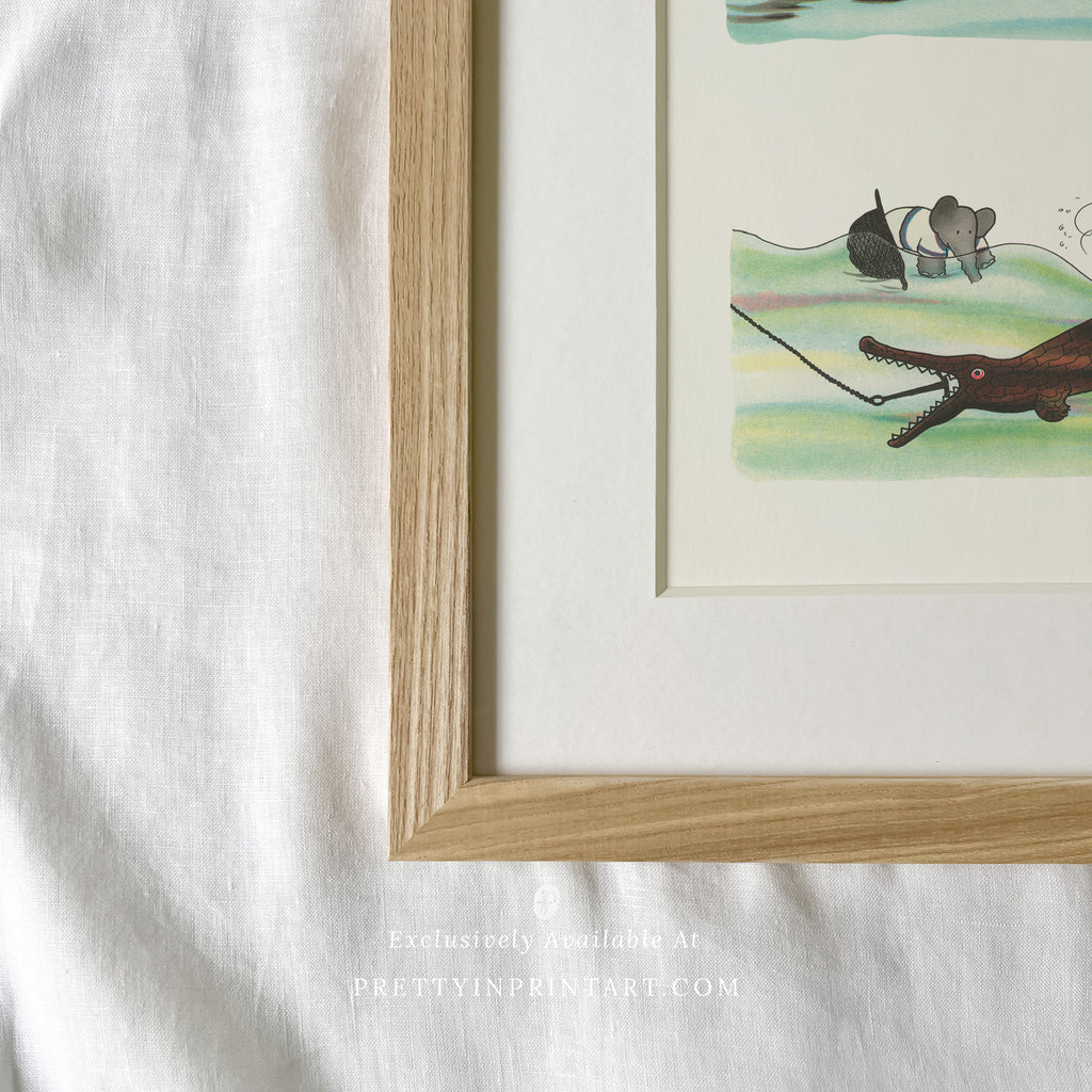 Babar Crocodile 003 Framed & Mounted Print Pretty in Print Art Ltd