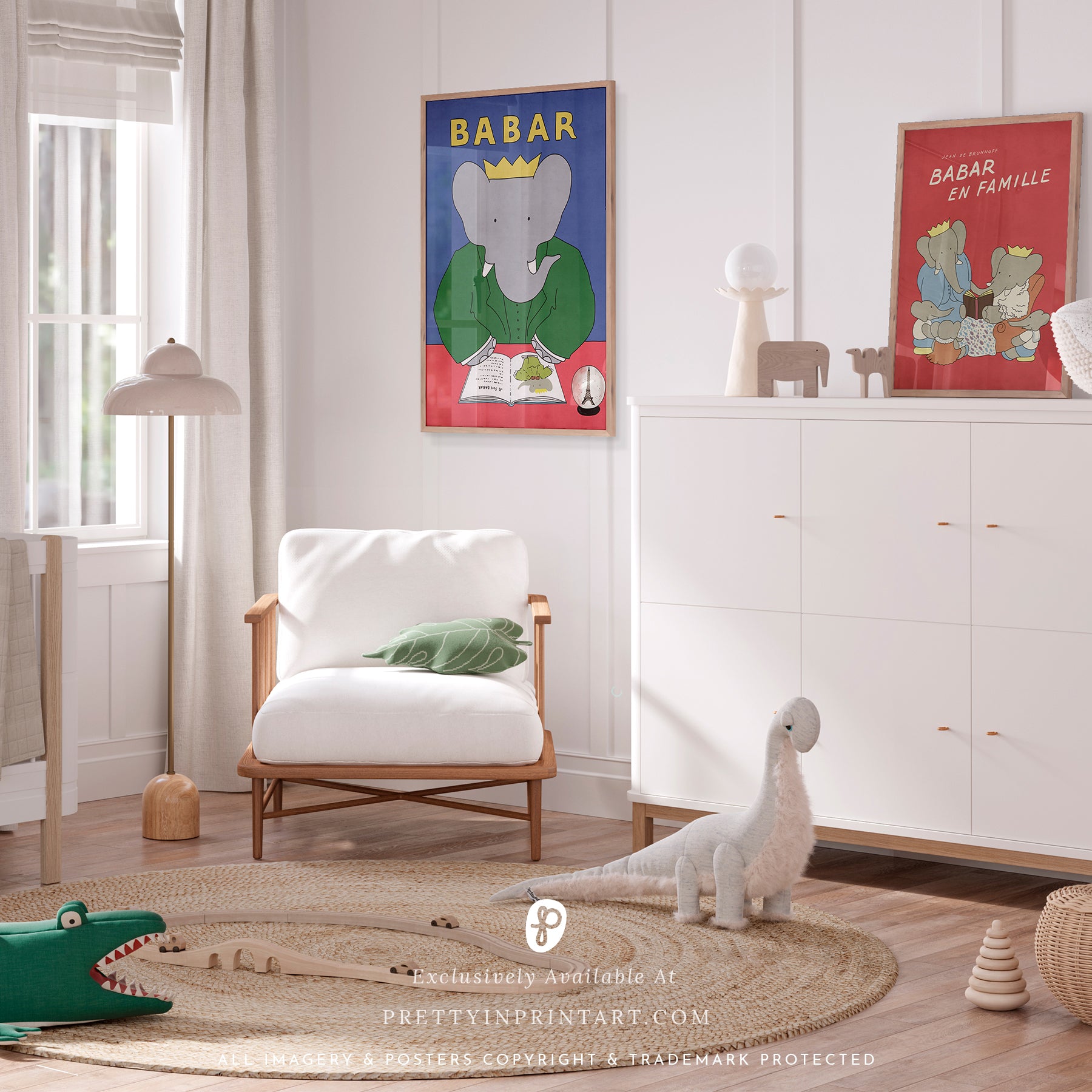 Babar Nursery Art - Babar the Elephant nursery wall art print, Vintage Babar nursery decor for baby’s room, Classic Babar prints for children’s bedrooms