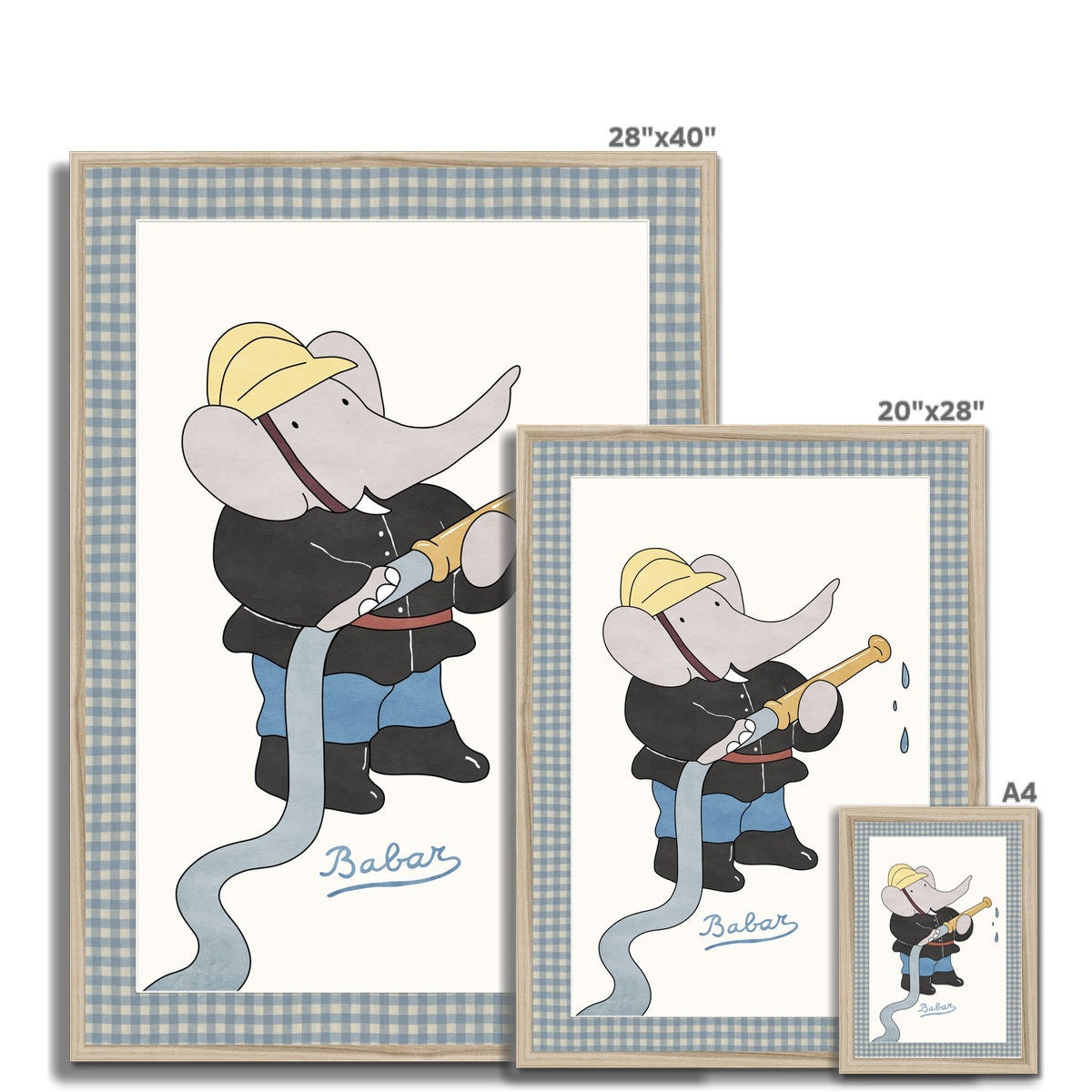 Babar Nursery Art – Feuerwehrmann | Gerahmter Druck