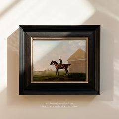 Vintage Horse Art Print – Framed in Ebony Black Wood Frame with Pewter Detailing (007564, BLK-6381)