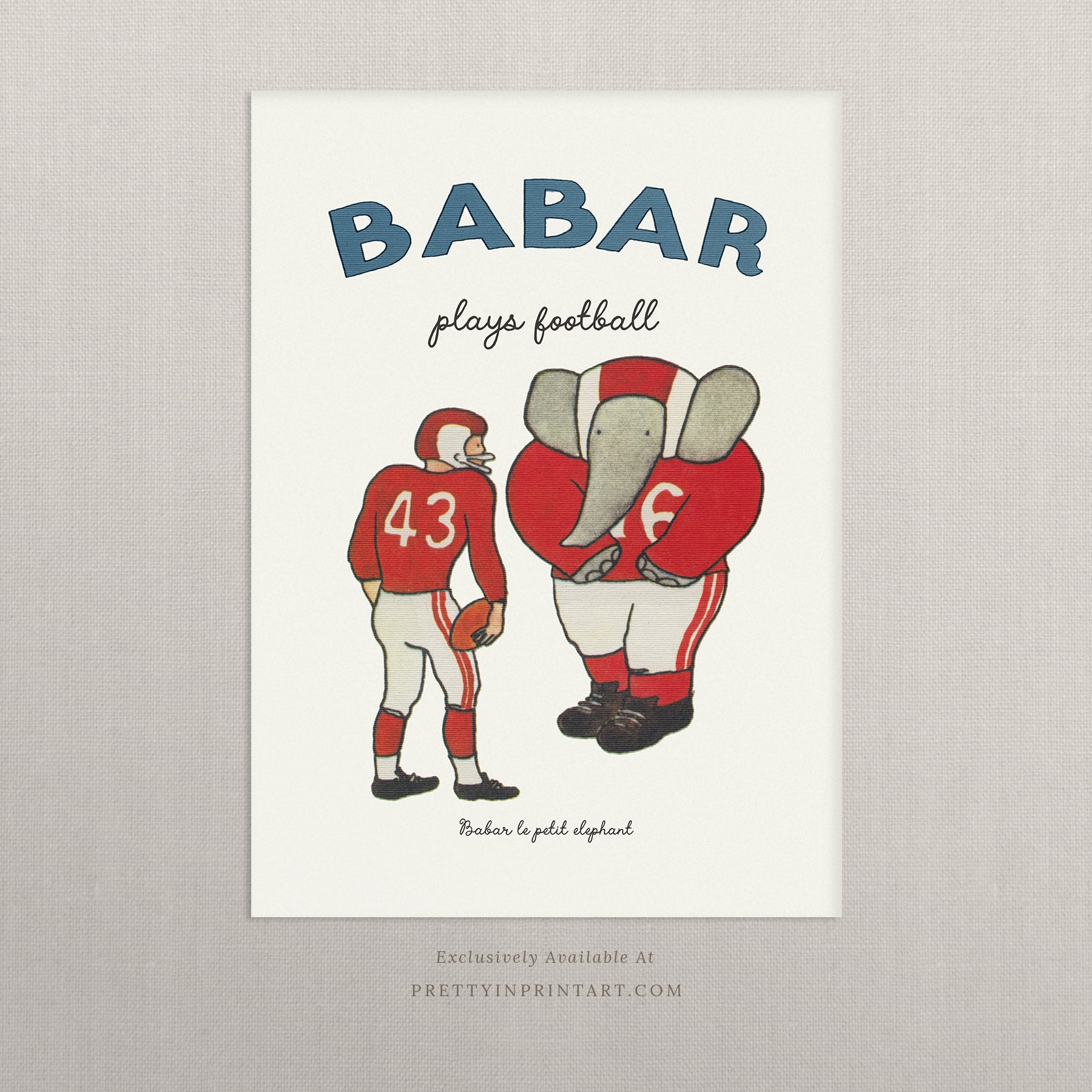 Babar Nursery Art Print - Football 2 |  Unframed