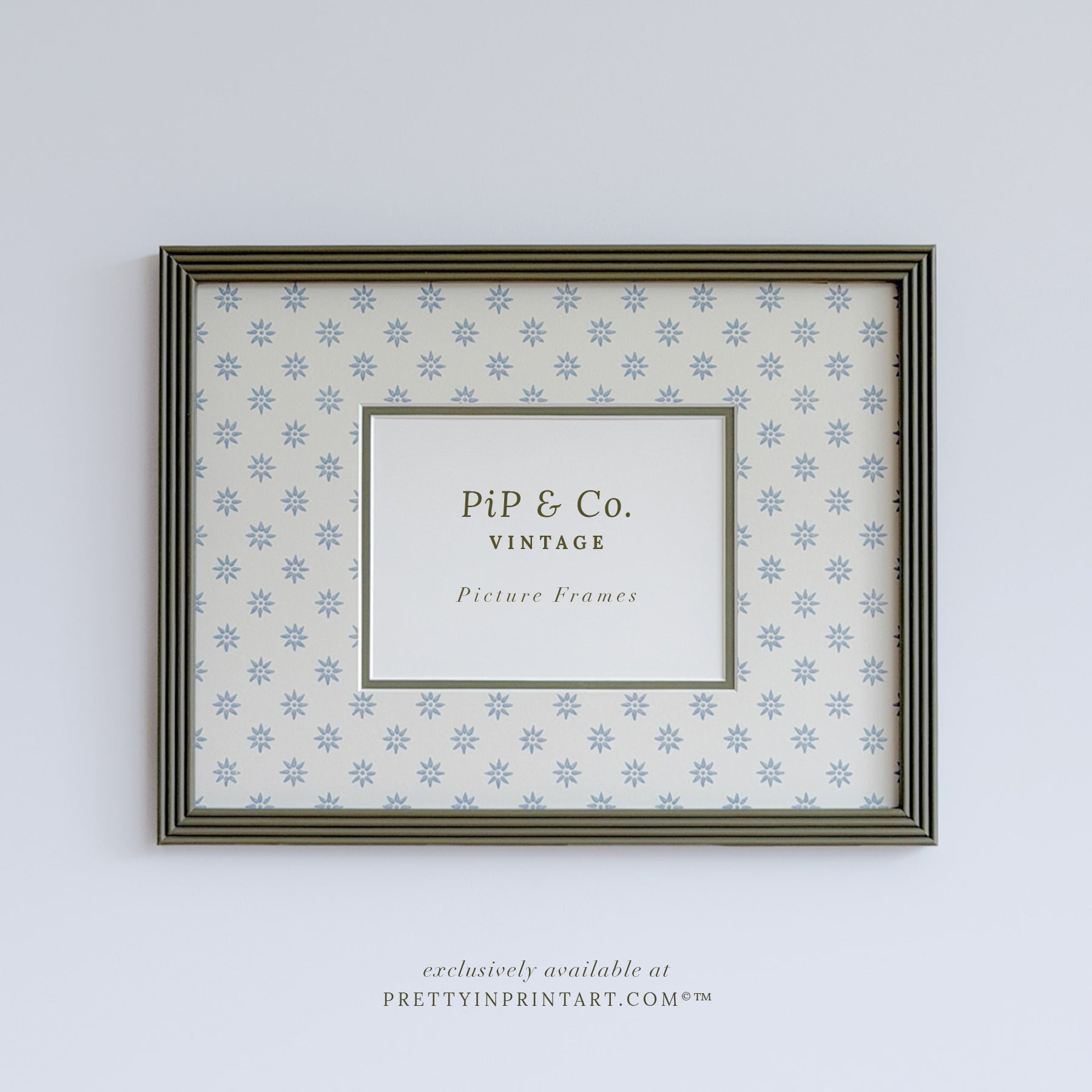 Dark Green Hand Painted Frame | Wallpapered Mount (SW9+M18)