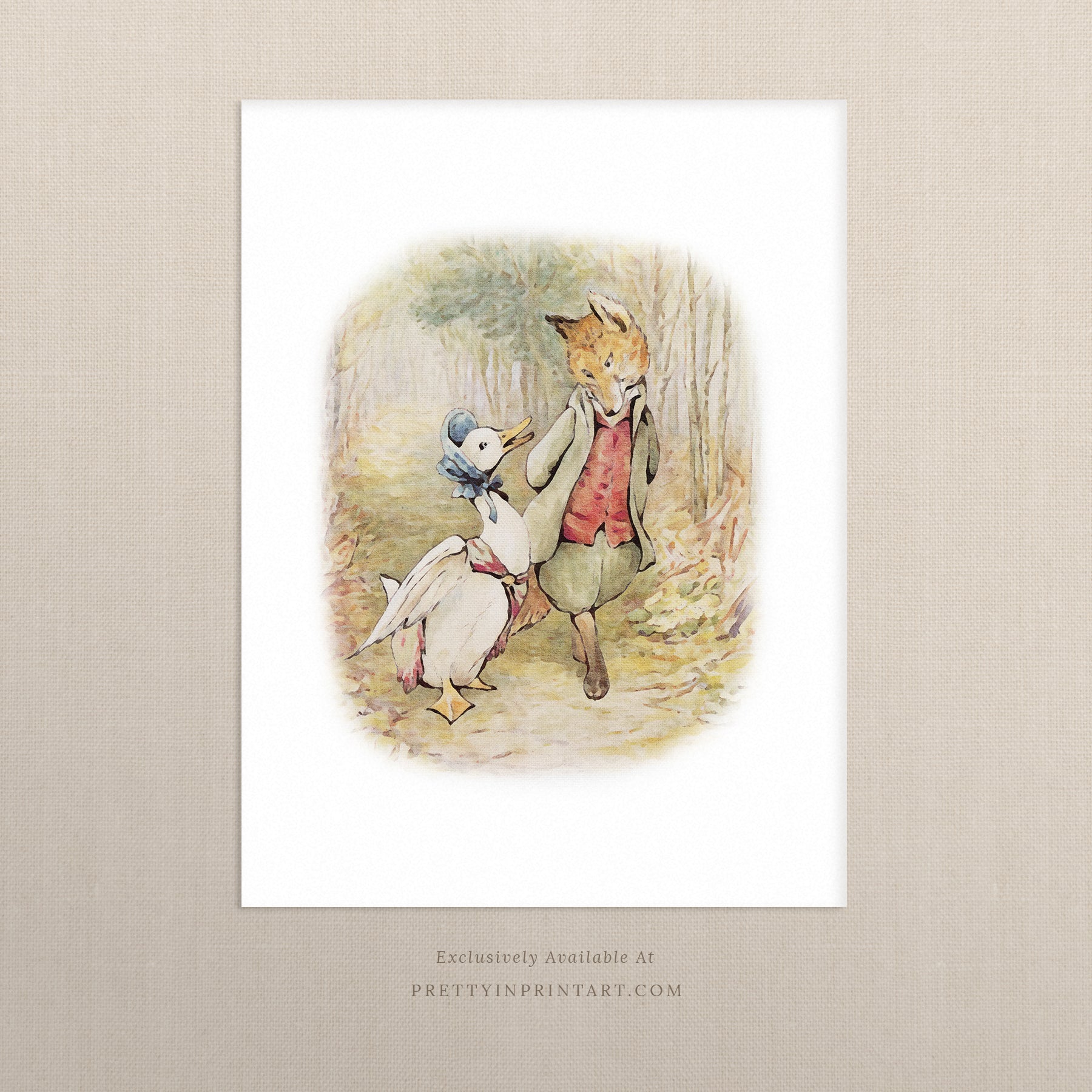 Beatrix Potter Nursery Art, Jemima Puddle Duck |  Unframed