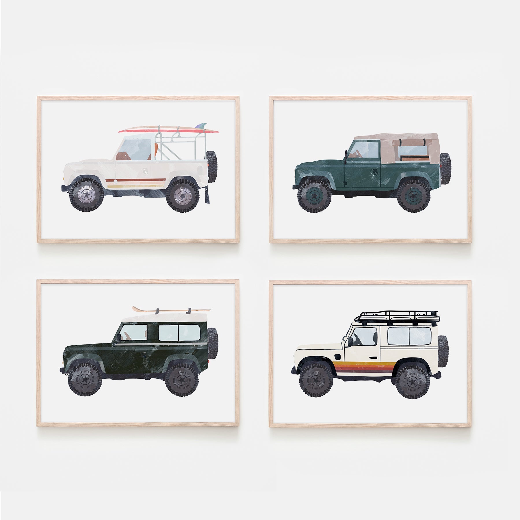 4x4 Land Rover – Grüner Defender | Ungerahmt