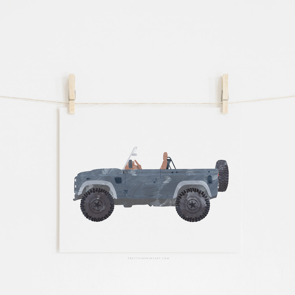 4x4 Land Rover - Blue Beach |  Unframed