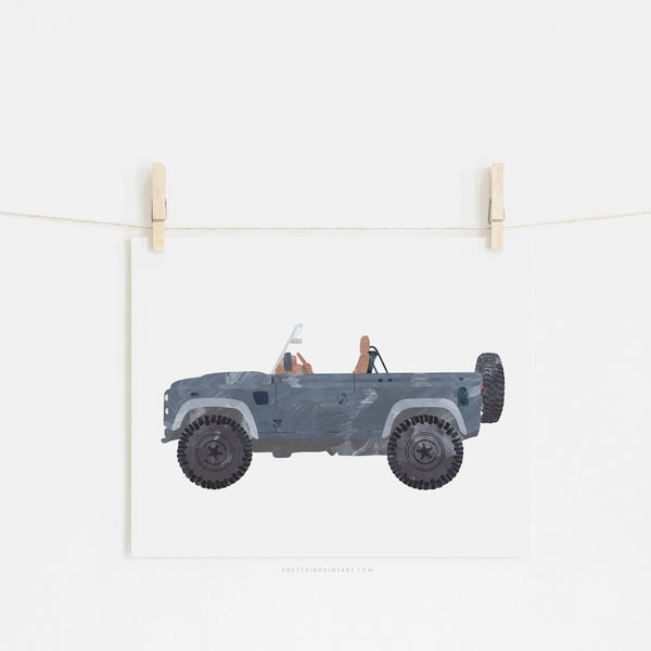4x4 Land Rover - Blue Beach |  Unframed