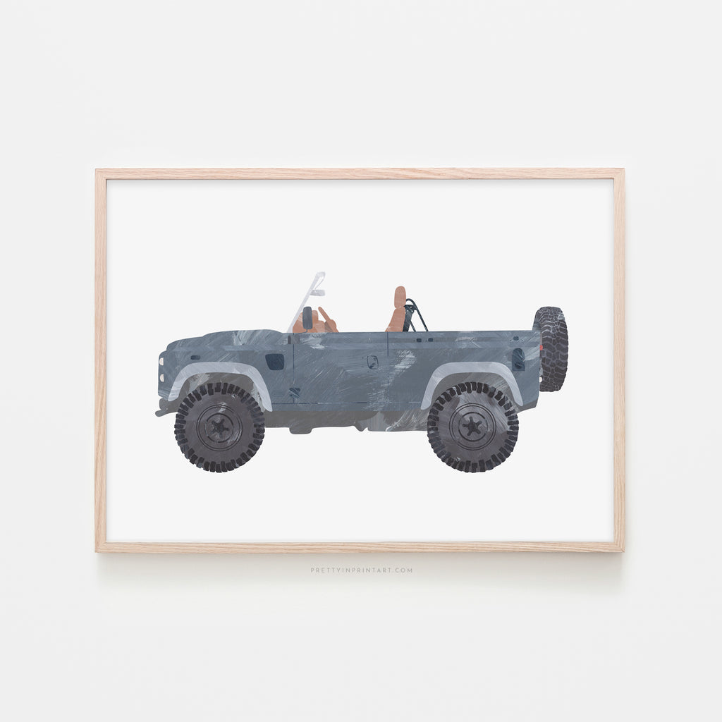 4x4 Land Rover - Blue Beach |  Framed Print