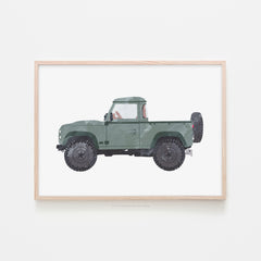 4x4 Land Rover - Green Vintage |  Framed Print