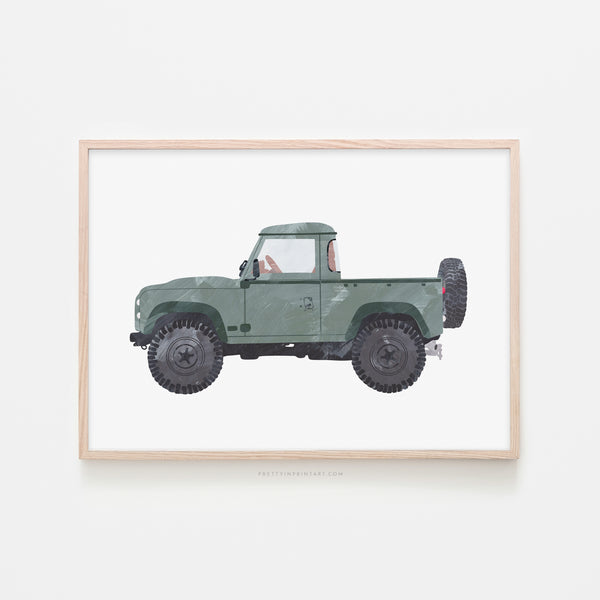 4x4 Jeep - Green Vintage |  Framed Print