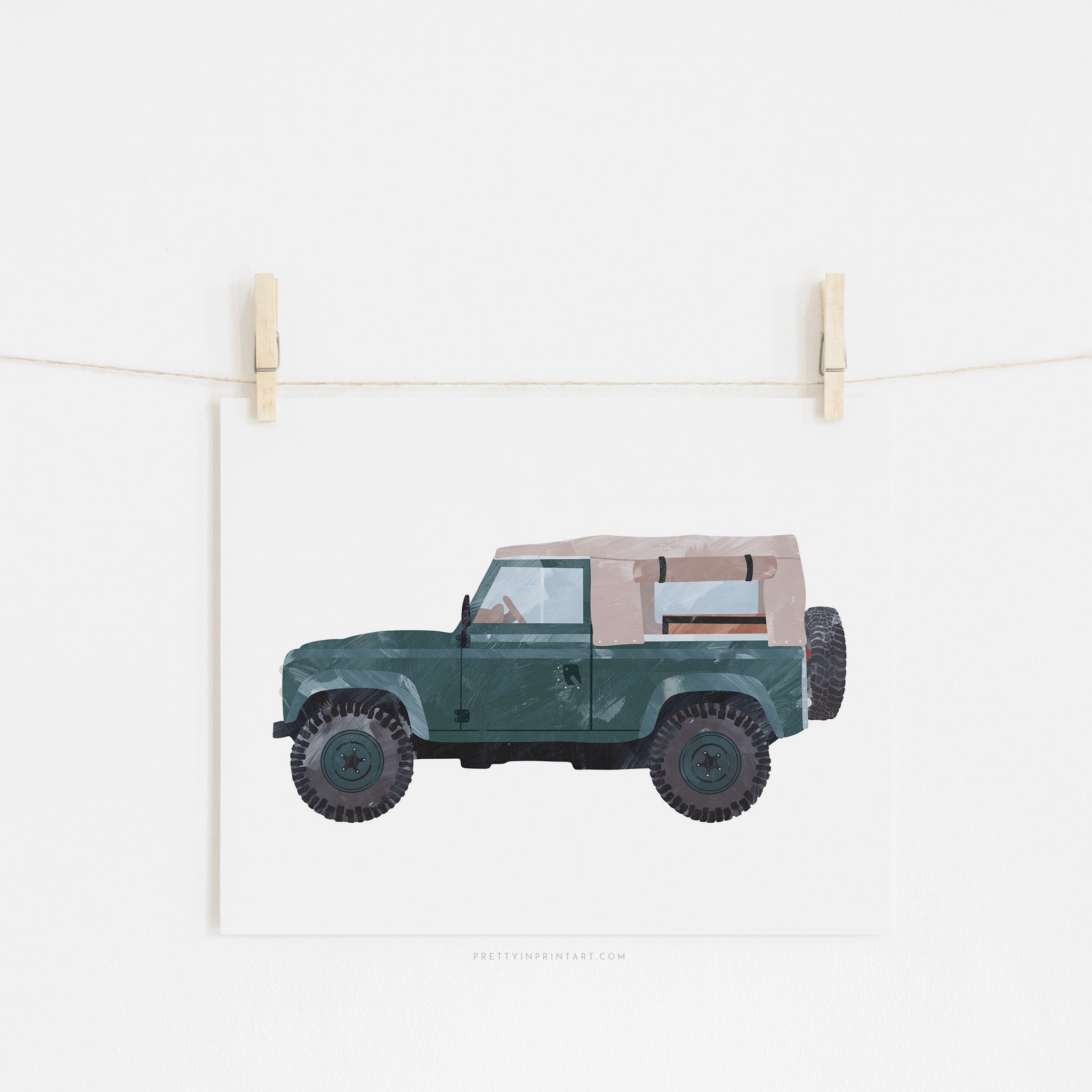 Car Art Prints for Kids – Land Rover Defender Nursery Decor | Pretty in ...
