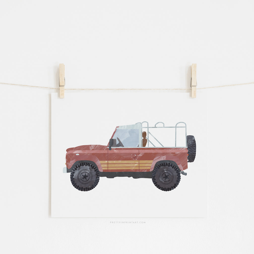 4x4 Land Rover - Red Beach |  Unframed