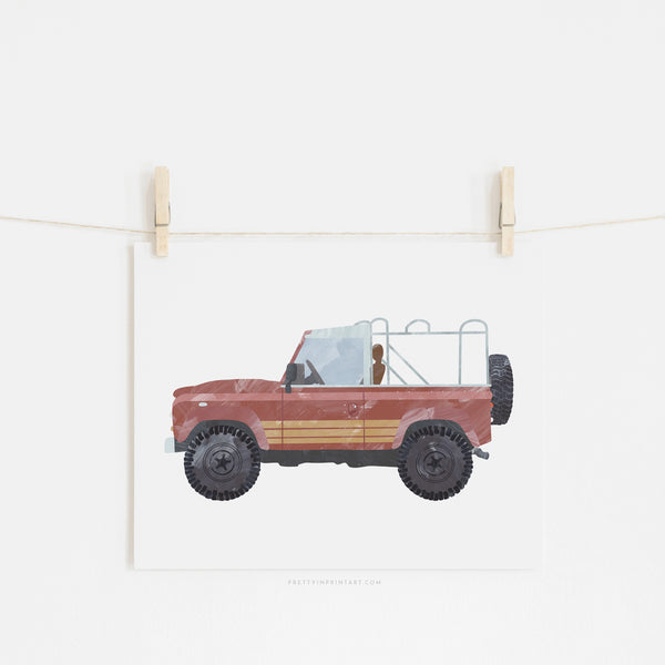 4x4 Land Rover - Red Beach |  Unframed