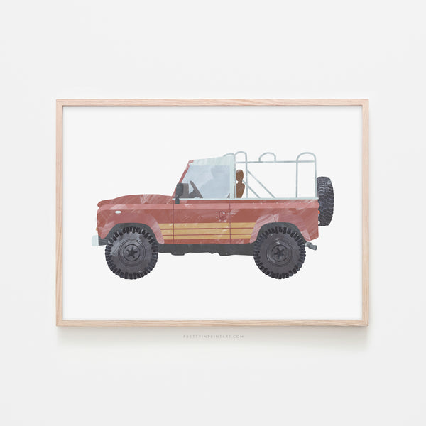 4x4 Land Rover - Red Beach |  Framed Print