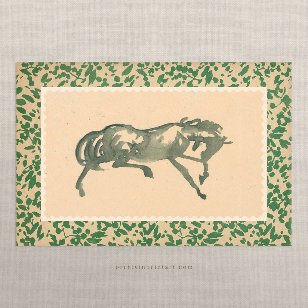 Horse Art, Dark Green, 00632 |  Unframed