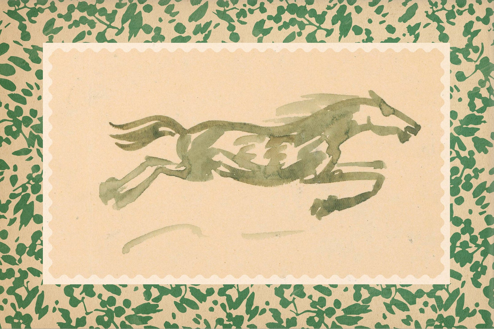 Horse Art, Light Green, 00635 |  Unframed