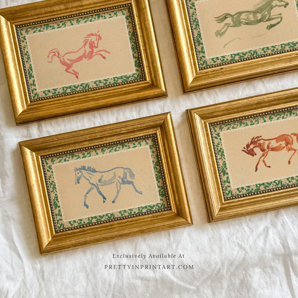Framed Horse Nursery Art |  Gold Frame (GLD-46000)