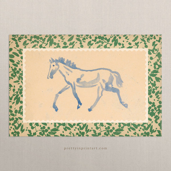 Horse Art, Blue, 00637 |  Unframed