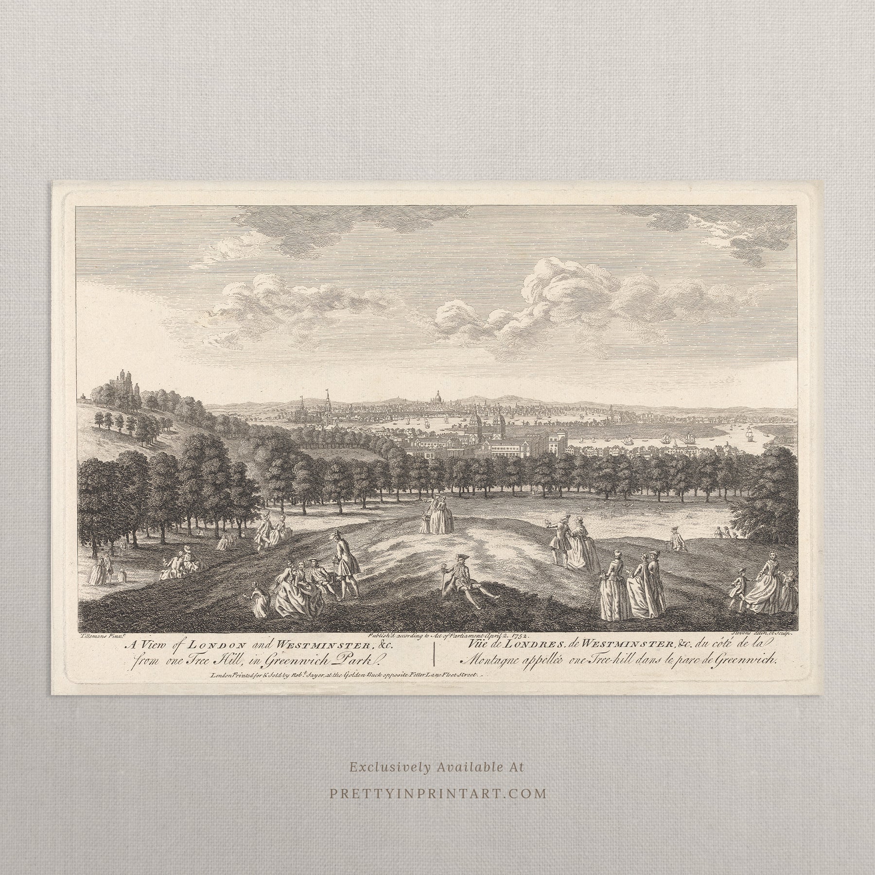Vintage Landscape Etching | Greenwich Park |  Unframed