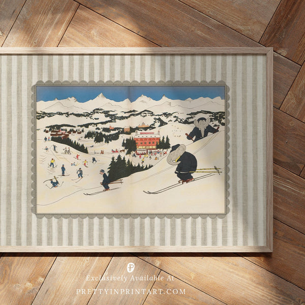 Babar Skiing Art Print |  Framed Print